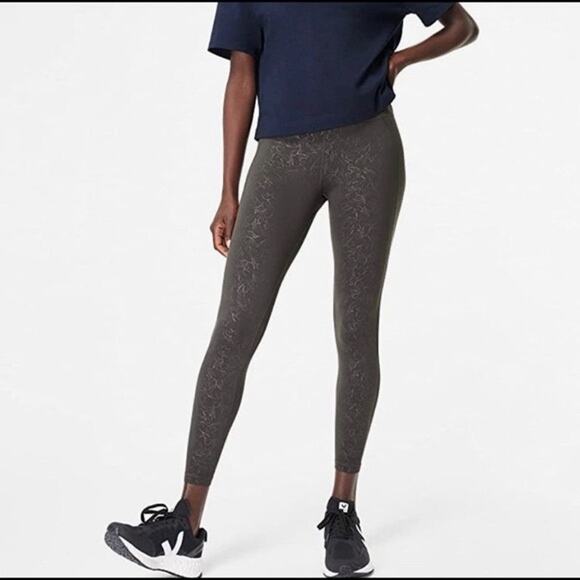 Sweaty Betty Gray Floral All Day Emboss 7/8 Workout Leggings Size Small - Picture 1 of 6